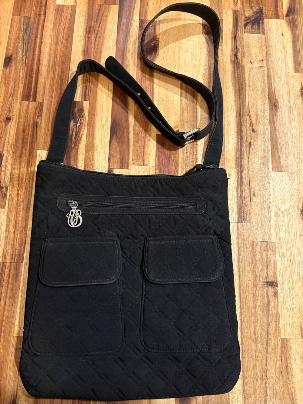Vera Bradley Black Quilted Crossbody Messenger Bag